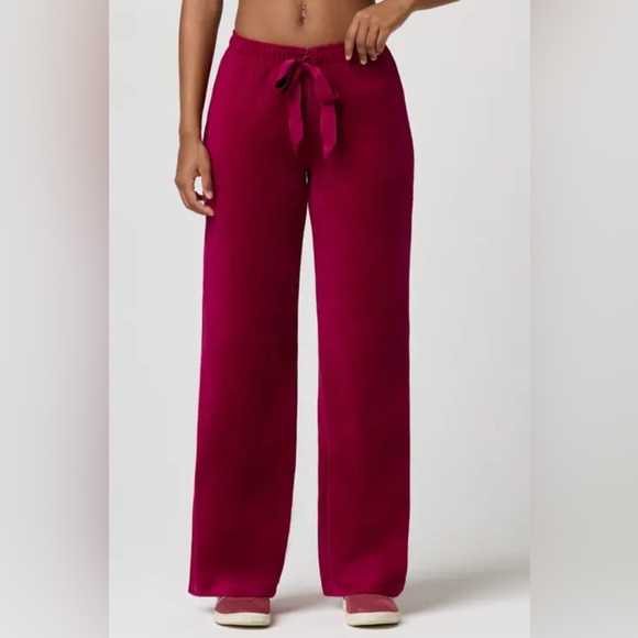 BCBG Pants - BCBG Wide Leg Maroon Drawstring Pants
